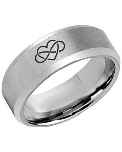 *COI Tungsten Carbide Infinity Heart Beveled Edges Ring-5973