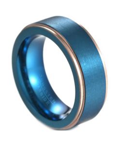 **COI Tungsten Carbide Blue Gold Tone Step Edges Ring-6835