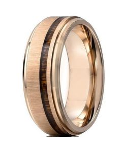 **COI Rose Tungsten Carbide Step Edges Ring With Wood-7001AA