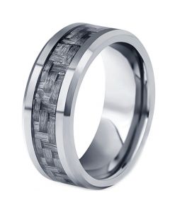 **COI Tungsten Carbide Beveled Edges Ring With Carbon Fiber-7315