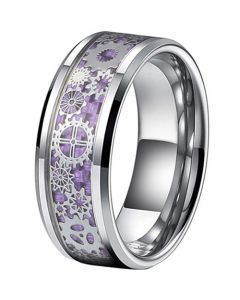 **COI Tungsten Carbide Gears Ring With Purple Carbon Fiber-7317