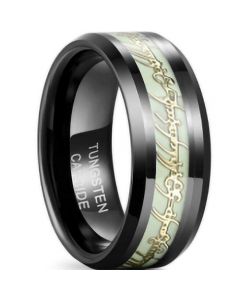 **COI Black Tungsten Carbide Lord of Rings Ring Power Luminous Beveled Edges Ring-7501BB