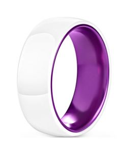 **COI Tungsten Carbide Purple White Ceramic Dome Court Ring-7654BB