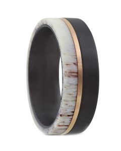 **COI Tungsten Carbide Black Rose Ring With Deer Antler-7565BB
