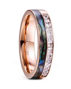 **COI Rose Tungsten Carbide Abalone Shell Ring With Cubic Zirconia-7869DD
