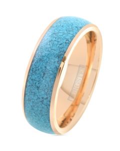 **COI Gold Tone Tungsten Carbide Turquoise Dome Court Ring-7950BB