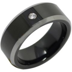COI Tungsten Carbide Beveled Edges Ring With Zirconia-TG2402A
