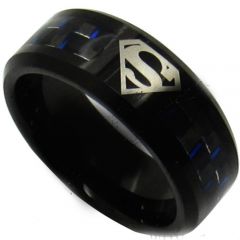 *COI Tungsten Carbide Superman Ring With Carbon Fiber-TG873