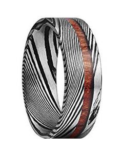 COI Tungsten Carbide Damascus Offset Wood Ring-TG1087A