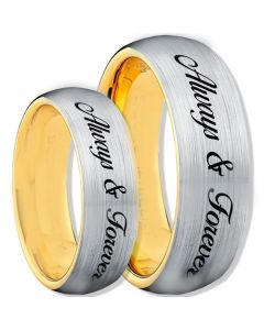 COI Tungsten Carbide Gold Tone Silver Always & Forever Ring-1115