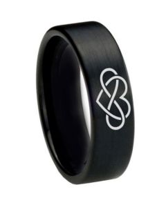 *COI Black Tungsten Carbide Infinity Heart Pipe Cut Ring-TG1821AA