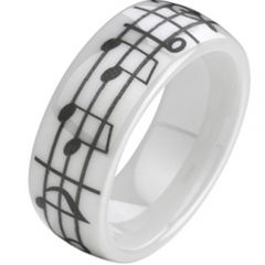 COI White Ceramic Music Note Dome Court Ring-TG2139A