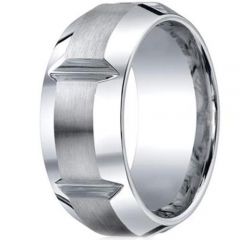 *COI Tungsten Carbide Horizontal Grooves Beveled Edge Ring-TG2198