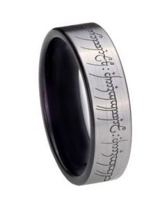 *COI Tungsten Carbide Lord Of The Ring Pipe Cut Ring-TG2213