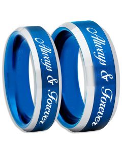 COI Tungsten Carbide Blue Silver Always & Forever Ring-TG2263