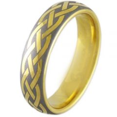 COI Gold Tone Tungsten Carbide Celtic Dome Court Ring-TG2908