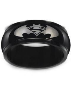 **COI Black Tungsten Carbide Batman & SuperMan Ring-TG2919