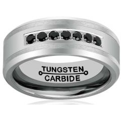 *COI Tungsten Carbide Cubic Zirconia Beveled Edges Ring-TG3089