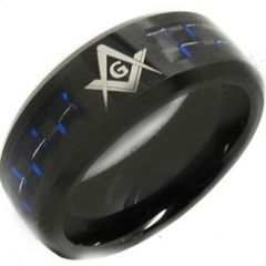 *COI Tungsten Carbide Masonic Ring With Carbon Fiber-TG3253