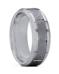 *COI Tungsten Carbide Hammered Brick Pattern Ring-TG3361