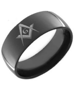 *COI Black Tungsten Carbide Masonic Dome Court Ring - TG383AA
