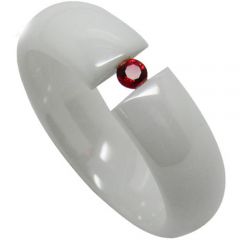 COI White Ceramic Solitaire Ring With Created Red Ruby-TG3945
