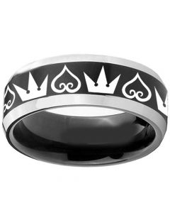 COI Tungsten Carbide Kingdom & Heart Beveled Edges Ring-3962A