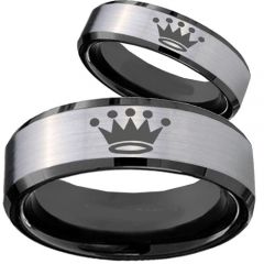 COI Tungsten Carbide King Crown Beveled Edges Ring-TG4074CC
