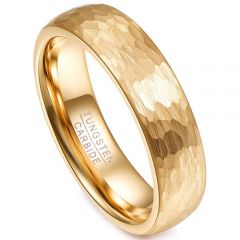COI Gold Tone Tungsten Carbide Hammered Dome Court Ring-TG4252BB