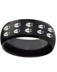 COI Black Tungsten Carbide Paws Print Ring - TG4282BB