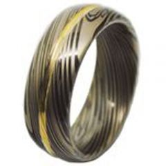 COI Tungsten Carbide Black Gold Tone Damascus Ring-TG4460