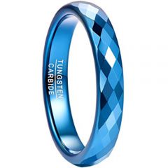 COI Blue Tungsten Carbide Faceted Ring - TG4493