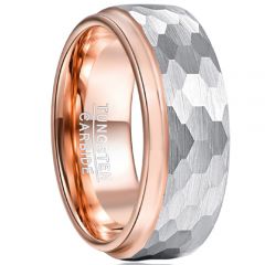 COI Tungsten Carbide Rose Silver Hammered Ring-TG5033