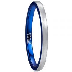 COI Tungsten Carbide Silver Blue 2mm Dome Court Ring-TG5050