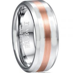 COI Tungsten Carbide Silve Rose Beveled Edges Ring-TG5051