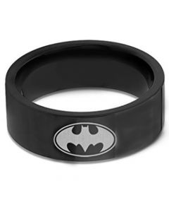 *COI Black Tungsten Carbide Pipe Cut Batman Ring - TG676AAA