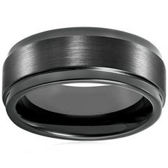 *COI Black Tungsten Carbide Step Edges Ring - TG928AA