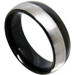 COI Tungsten Carbide Offset Line Dome Court Ring - TG4361