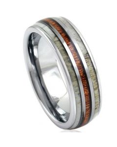 *COI Tungsten Carbide Deer Antler and Wood Dome Court Ring-1146