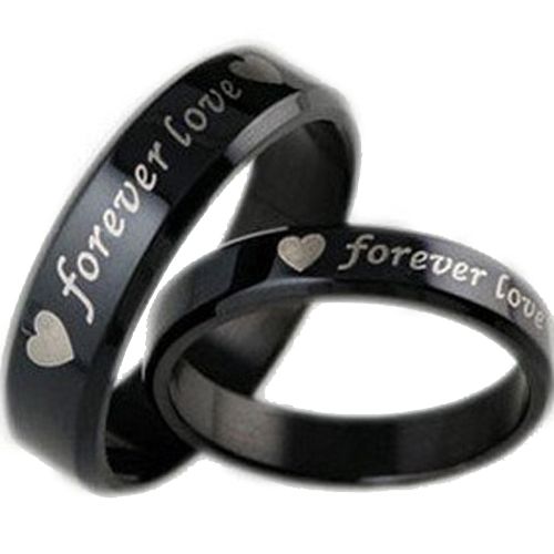 *COI Black Tungsten Carbide Forever Love Heart Ring-TG2915