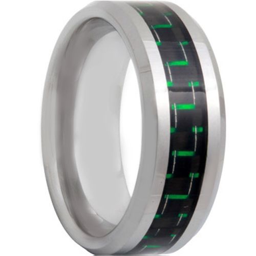 COI Tungsten Carbide Ring With Green Carbon Fiber-TG4318