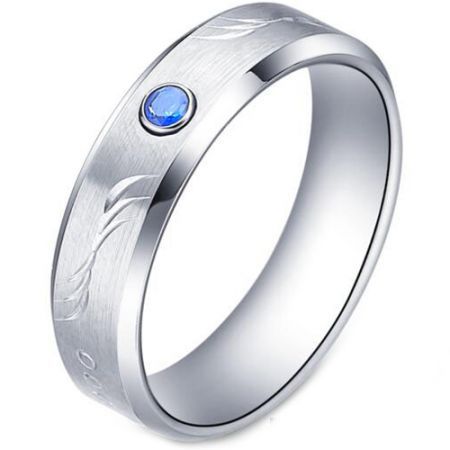 COI Tungsten Carbide Created Sapphire Beveled Edges Ring TG5177