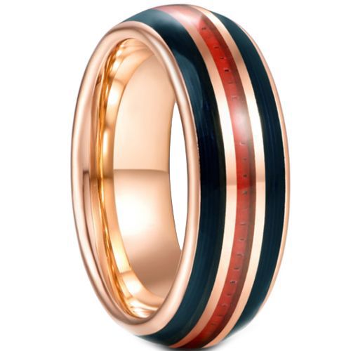 COI Rose Tungsten Carbide Dome Court Ring With Carbon Fiber-5933