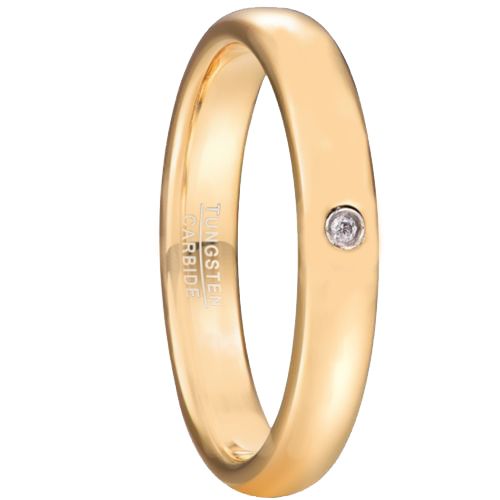 *COI Gold Tone Tungsten Carbide Dome Court Ring With Cubic Zirconia-6020