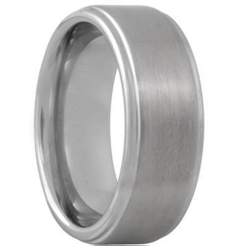 *COI Tungsten Carbide High Polished Satin Finished Step Edges Ring - TG614