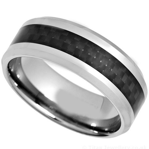 COI Tungsten Carbide Ring With Black Carbon Fiber-TG628