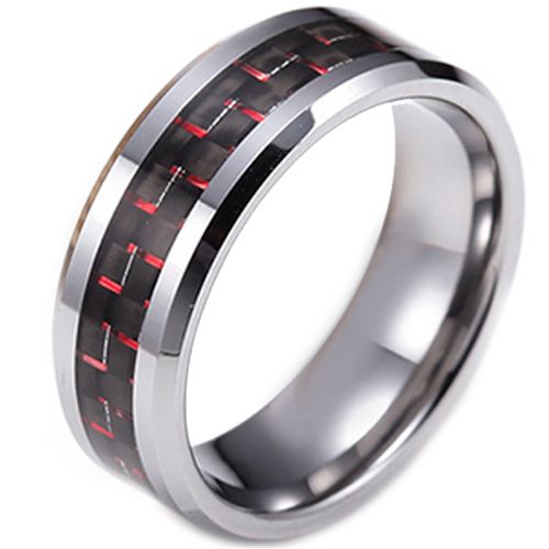 COI Tungsten Carbide Ring With Red Carbon Fiber - TG3699