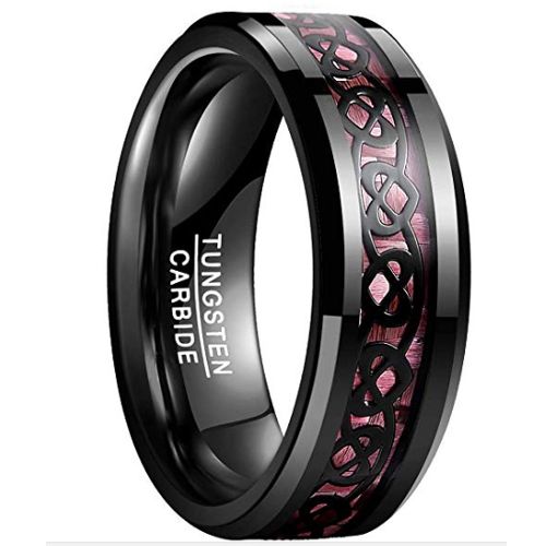 COI Black Tungsten Carbide Carbon Fiber Heart Ring-TG2075BB