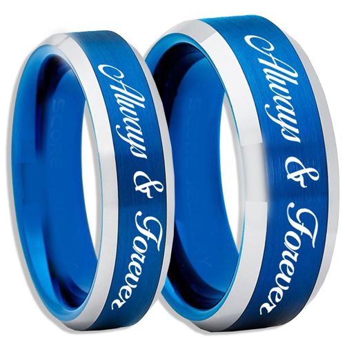 COI Tungsten Carbide Blue Silver Always & Forever Ring-TG2263