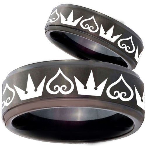 COI Black Tungsten Carbide Kingdom & Hearts Ring - TG2883CC